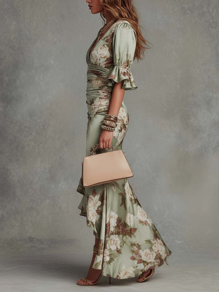 Anna | Long Asymmetric V-Neck Dress