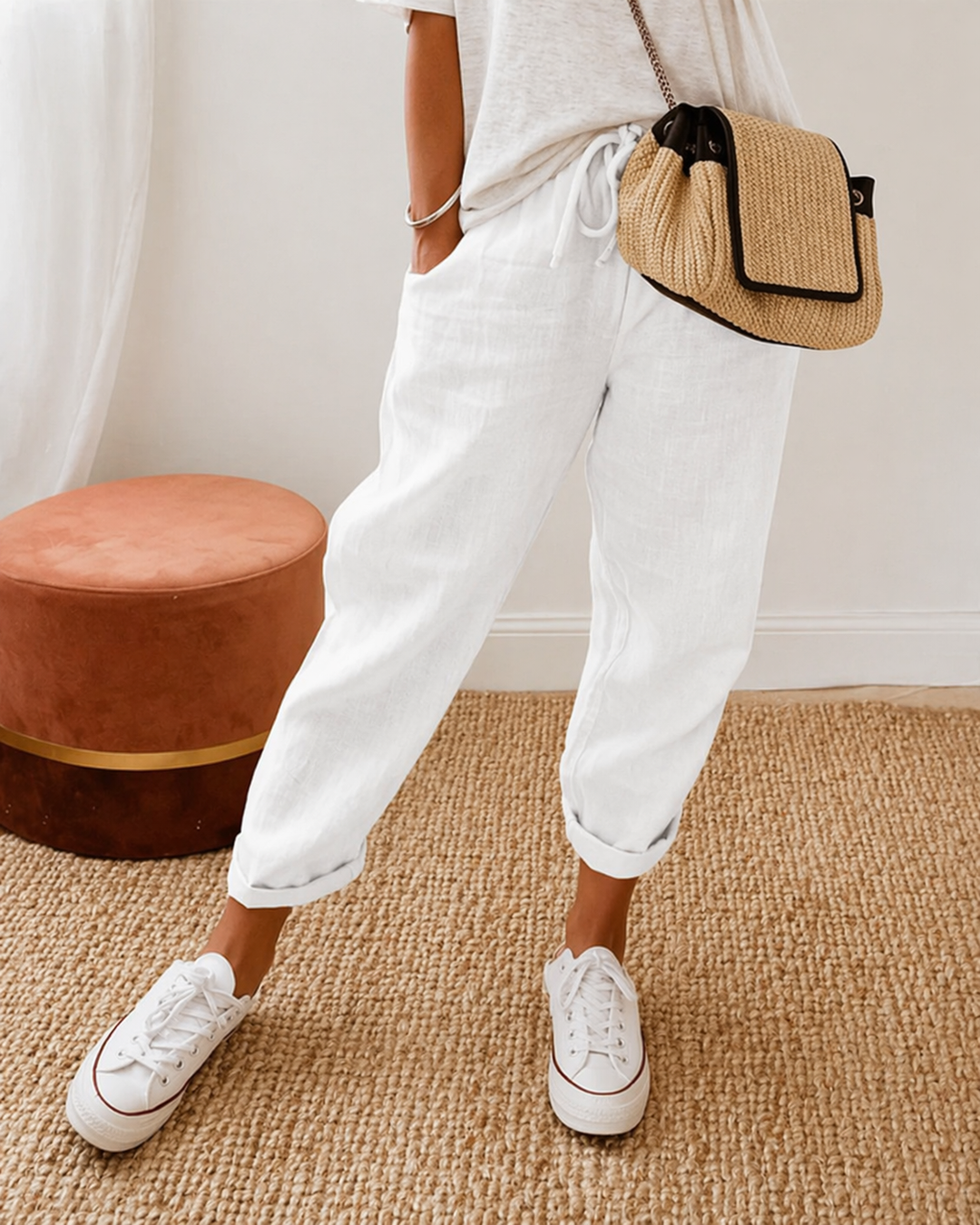 Linae casual relaxed pants - White