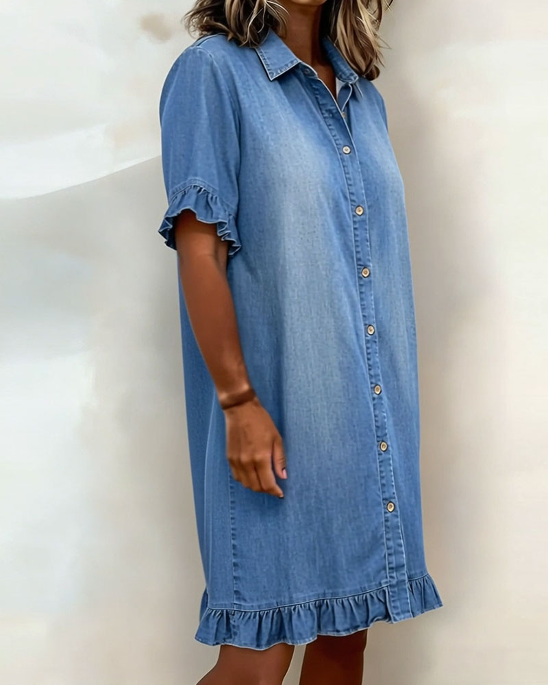 Nora | Comfortable Denim Dress with Ruffle Detail