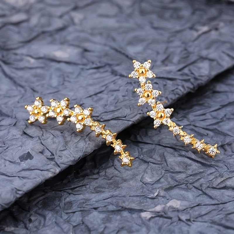 Rosalia | Crystal Floral Climber Earrings