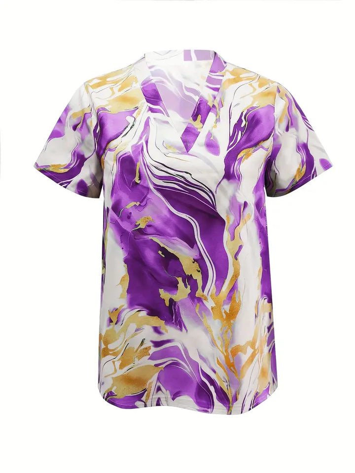 Mildred™ | Marble Print Short Sleeve Shirt
