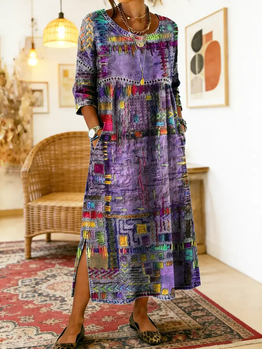 Isabelle | Dress with Ethnic Patchwork