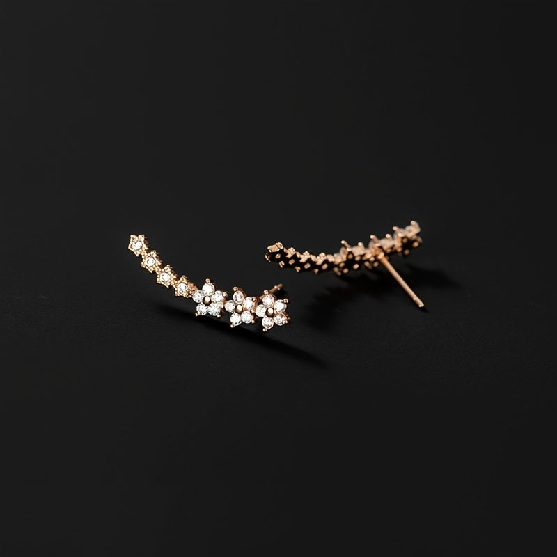 Rosalia | Crystal Floral Climber Earrings