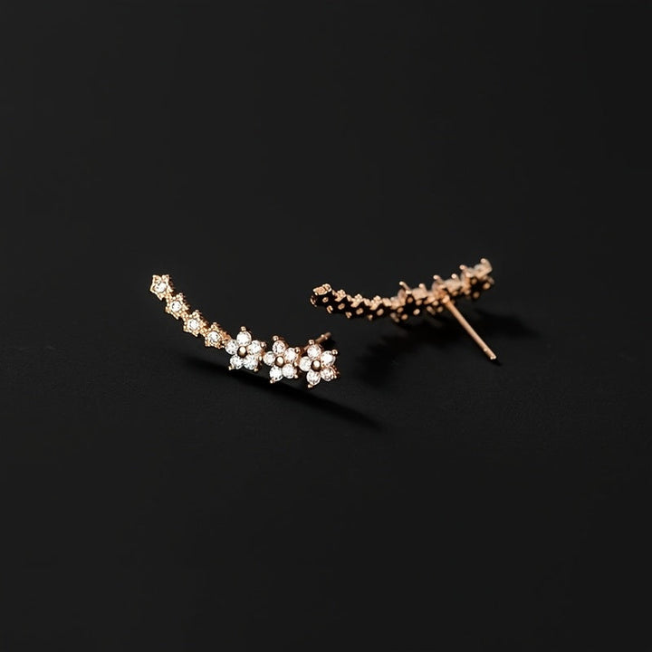 Rosalia | Crystal Floral Climber Earrings