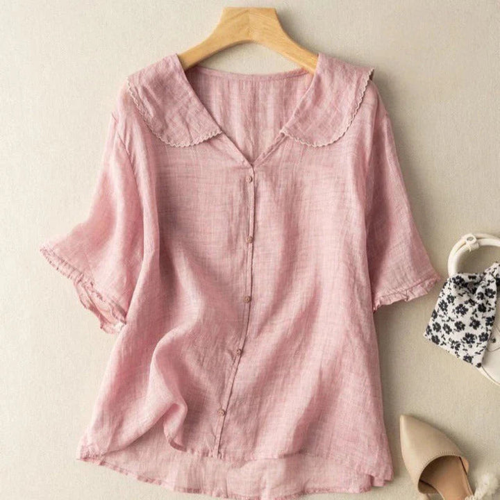 Selena™ | Cotton Short Sleeve Blouse