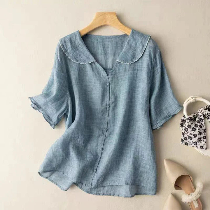 Selena™ | Cotton Short Sleeve Blouse