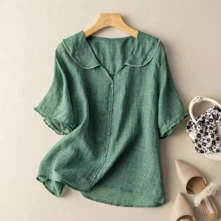 Selena™ | Cotton Short Sleeve Blouse