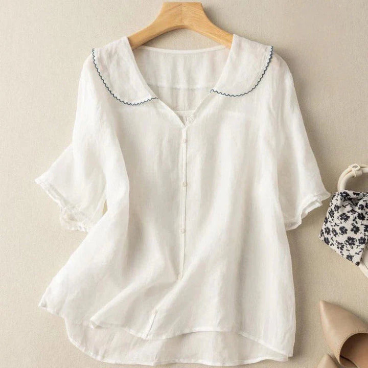 Selena™ | Cotton Short Sleeve Blouse