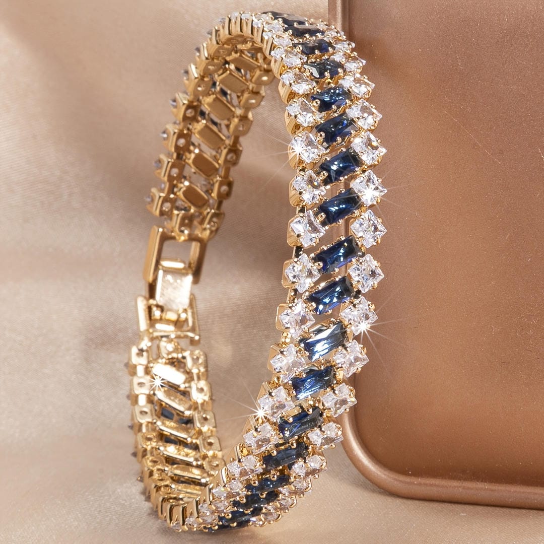 Carolina | Geometric Sapphire Stones Bracelet