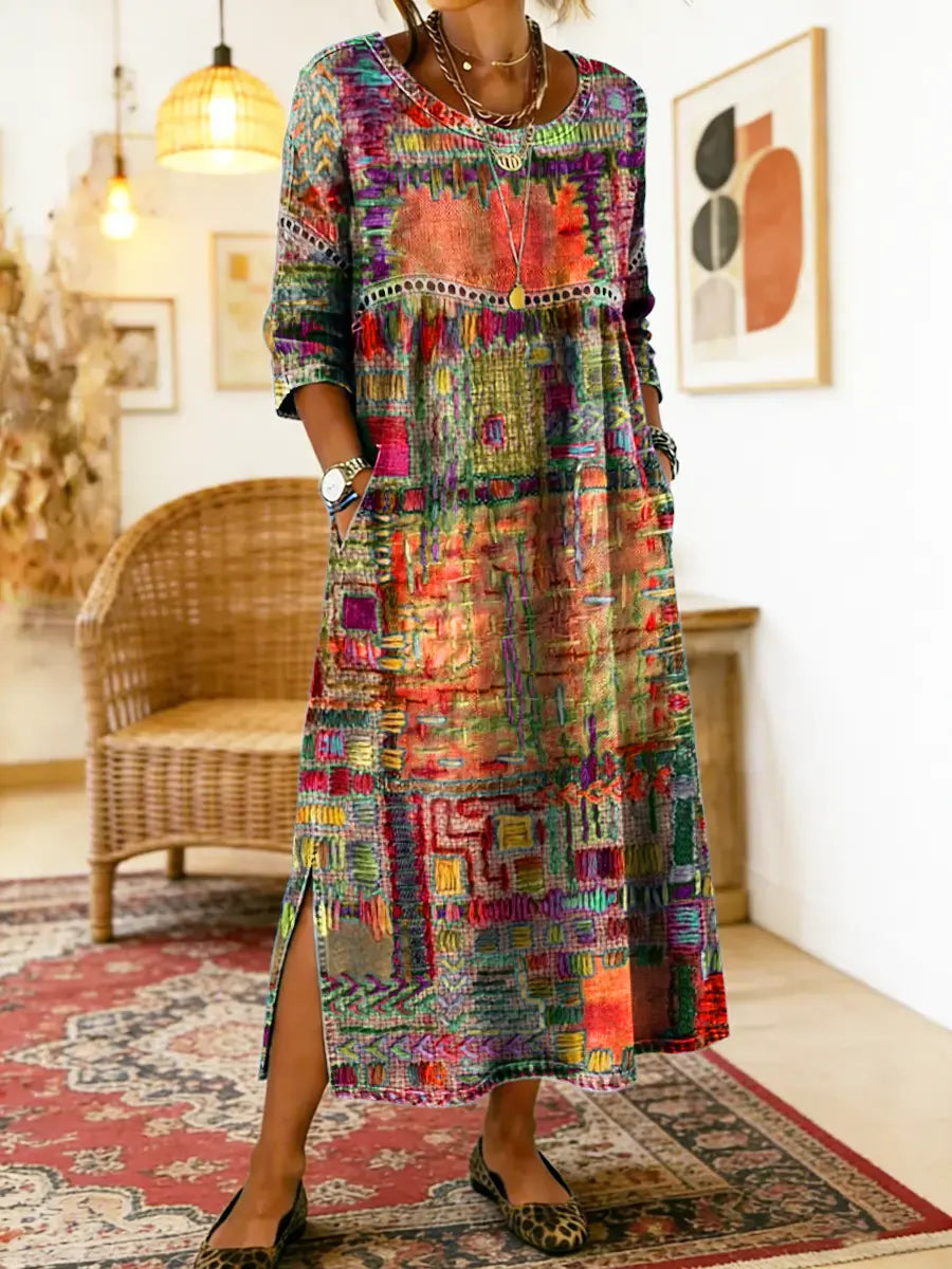 Isabelle | Dress with Ethnic Patchwork
