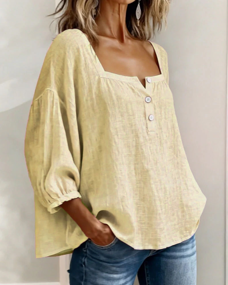 Elise | Square Neck Long Sleeve Blouse