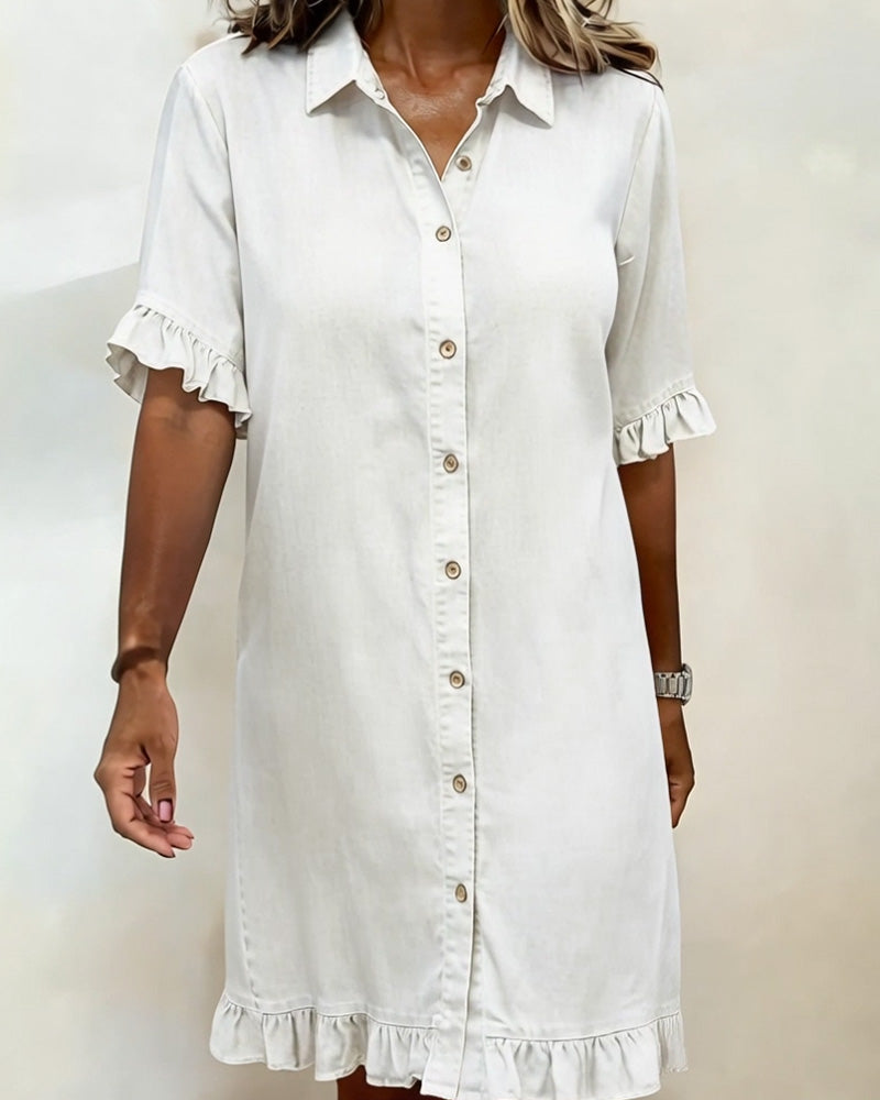 Nora | Comfortable Denim Dress with Ruffle Detail