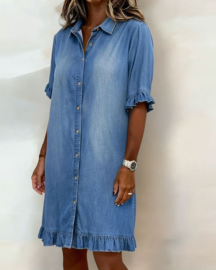 Nora | Comfortable Denim Dress with Ruffle Detail