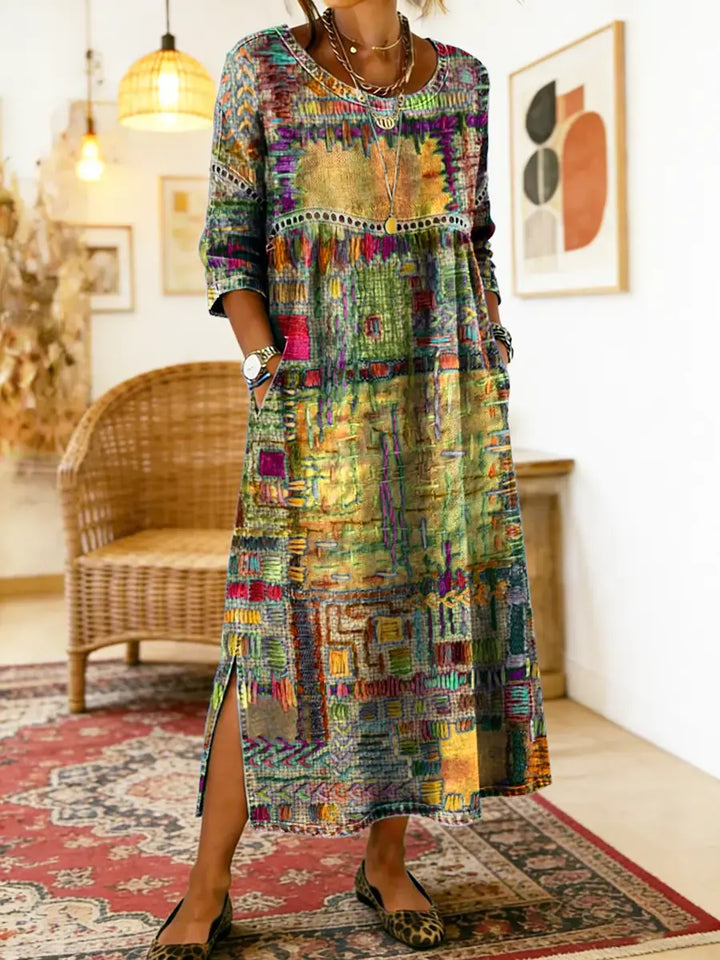 Isabelle | Dress with Ethnic Patchwork