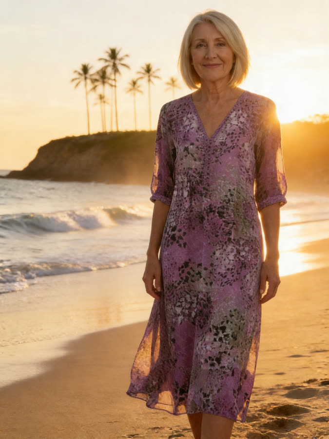 Iris flowing dress - Purple beach