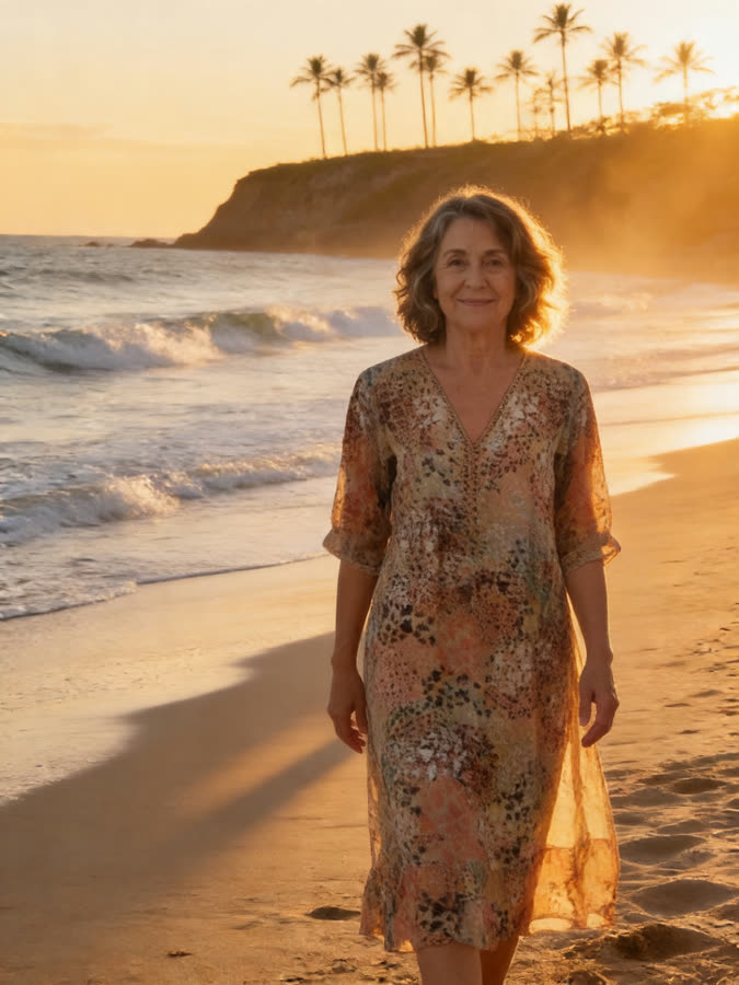 Iris flowing dress - Beige beach