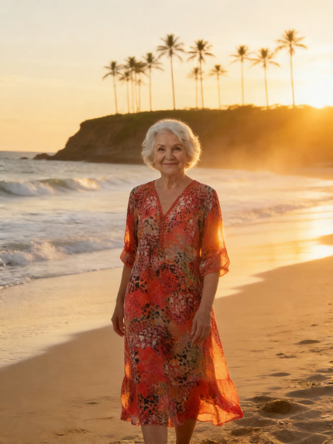 Iris flowing dress - Red beach