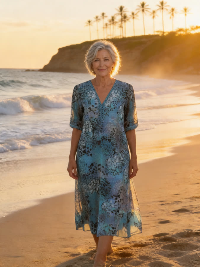 Iris flowing dress - Blue beach