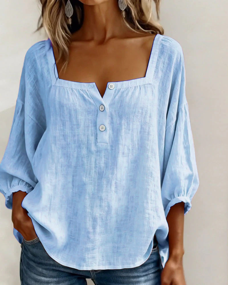 Elise | Square Neck Long Sleeve Blouse