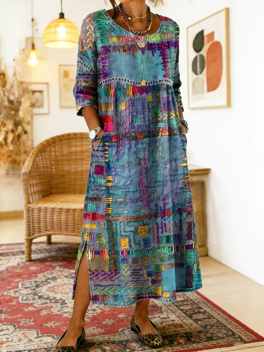 Isabelle | Dress with Ethnic Patchwork