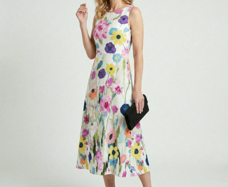 Carmina watercolor floral midi dress - 1