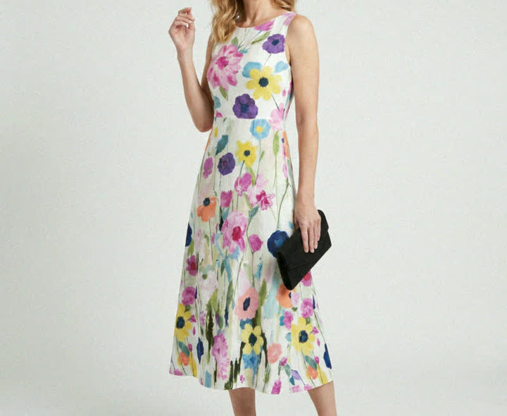 Carmina watercolor floral midi dress - 1