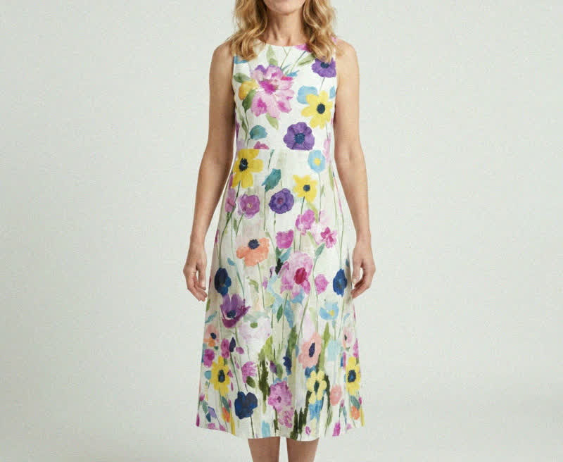 Carmina watercolor floral midi dress - 2