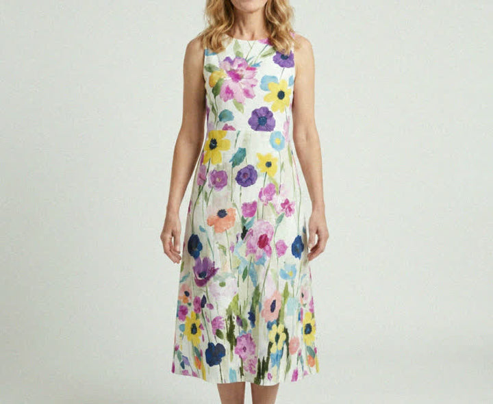 Carmina watercolor floral midi dress - 2