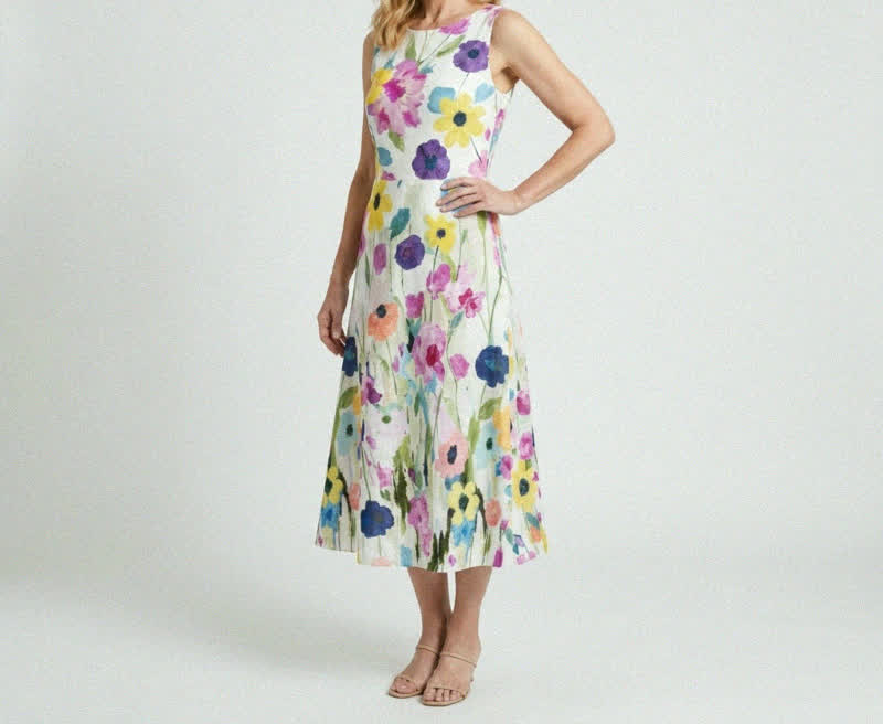 Carmina watercolor floral midi dress - 3