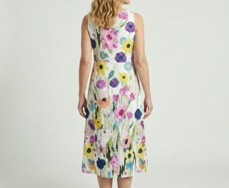 Carmina watercolor floral midi dress - 4
