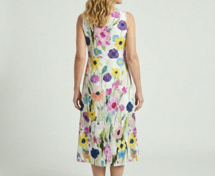 Carmina watercolor floral midi dress - 4