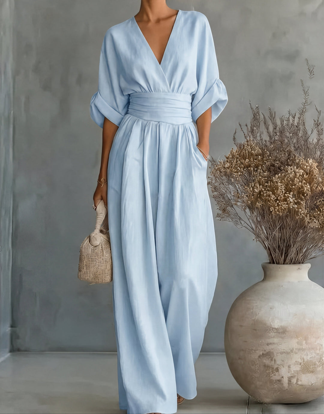 Lillian wide-leg jumpsuit - Sky Blue