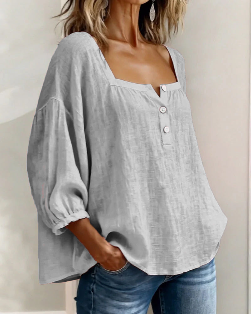 Elise | Square Neck Long Sleeve Blouse