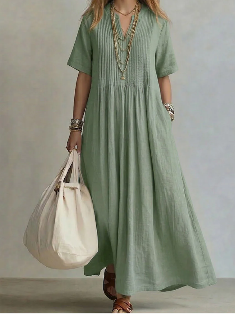 Noor pleated dress - Green