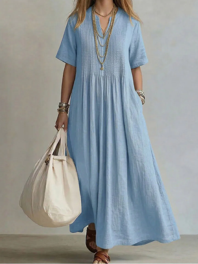 Noor pleated dress - Blue