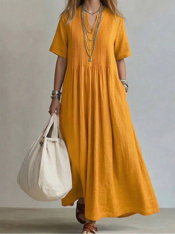 Noor pleated dress - Yellow