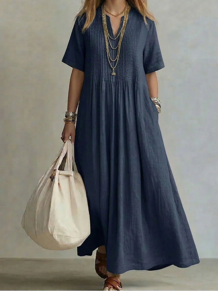 Noor pleated dress - Navy Blue