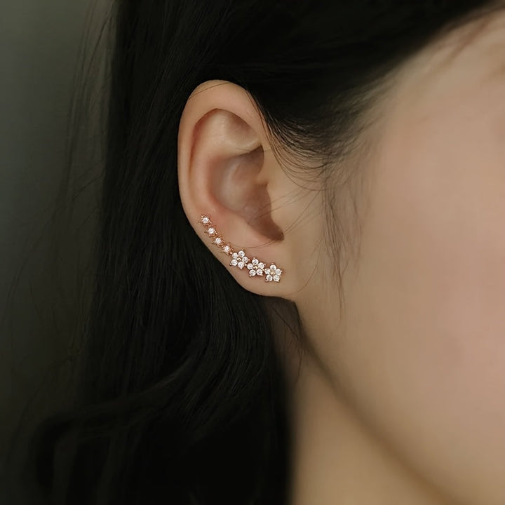 Rosalia | Crystal Floral Climber Earrings