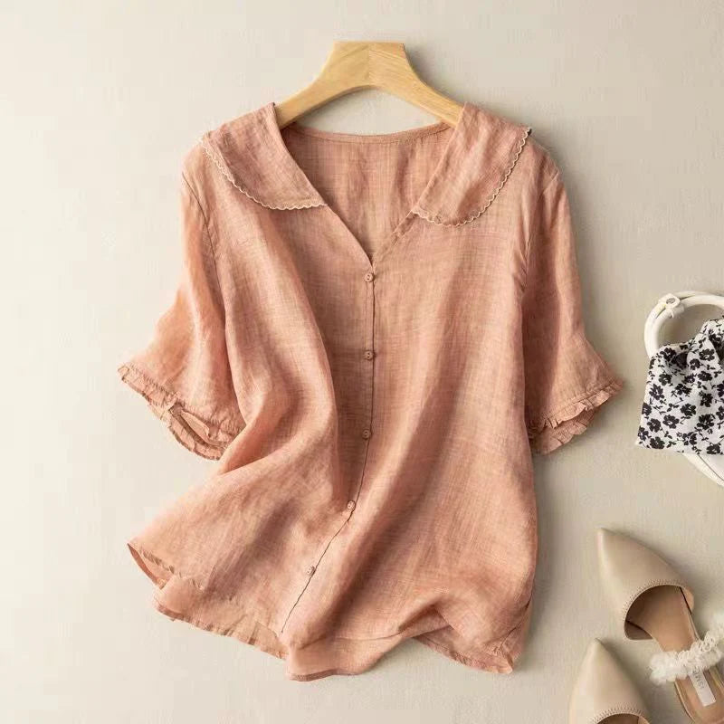 Selena™ | Cotton Short Sleeve Blouse