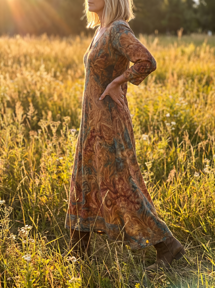 Dorothy floral maxi dress - Wildflower meadow side walking
