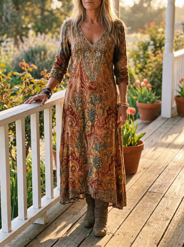 Dorothy floral maxi dress - Porch deck standing front