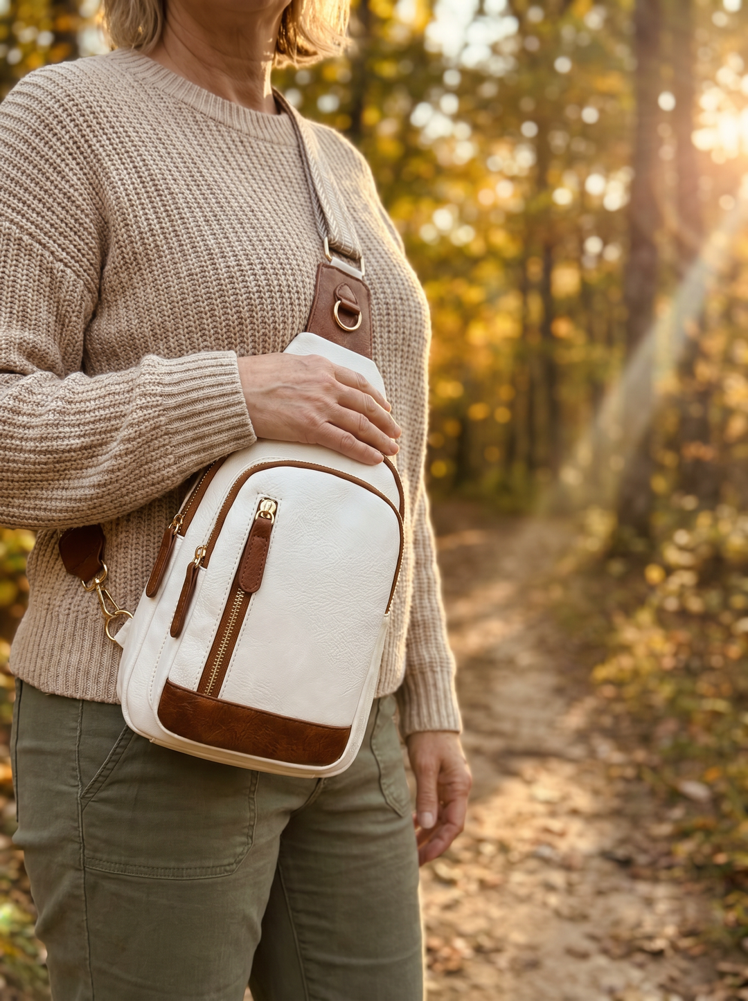 Edna crossbody bag - Appalachian forest path cropped