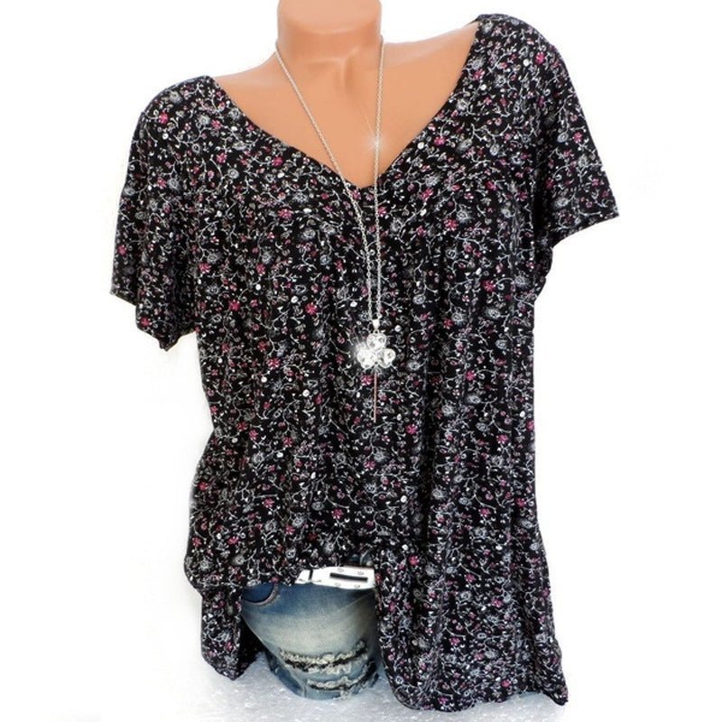 Aurora | Floral Print Short Sleeve Blouse