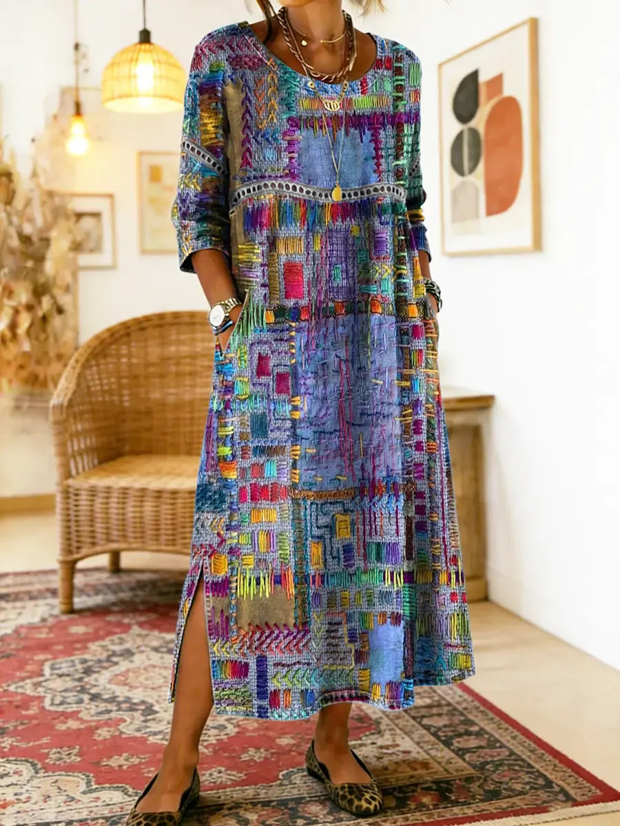Isabelle | Dress with Ethnic Patchwork