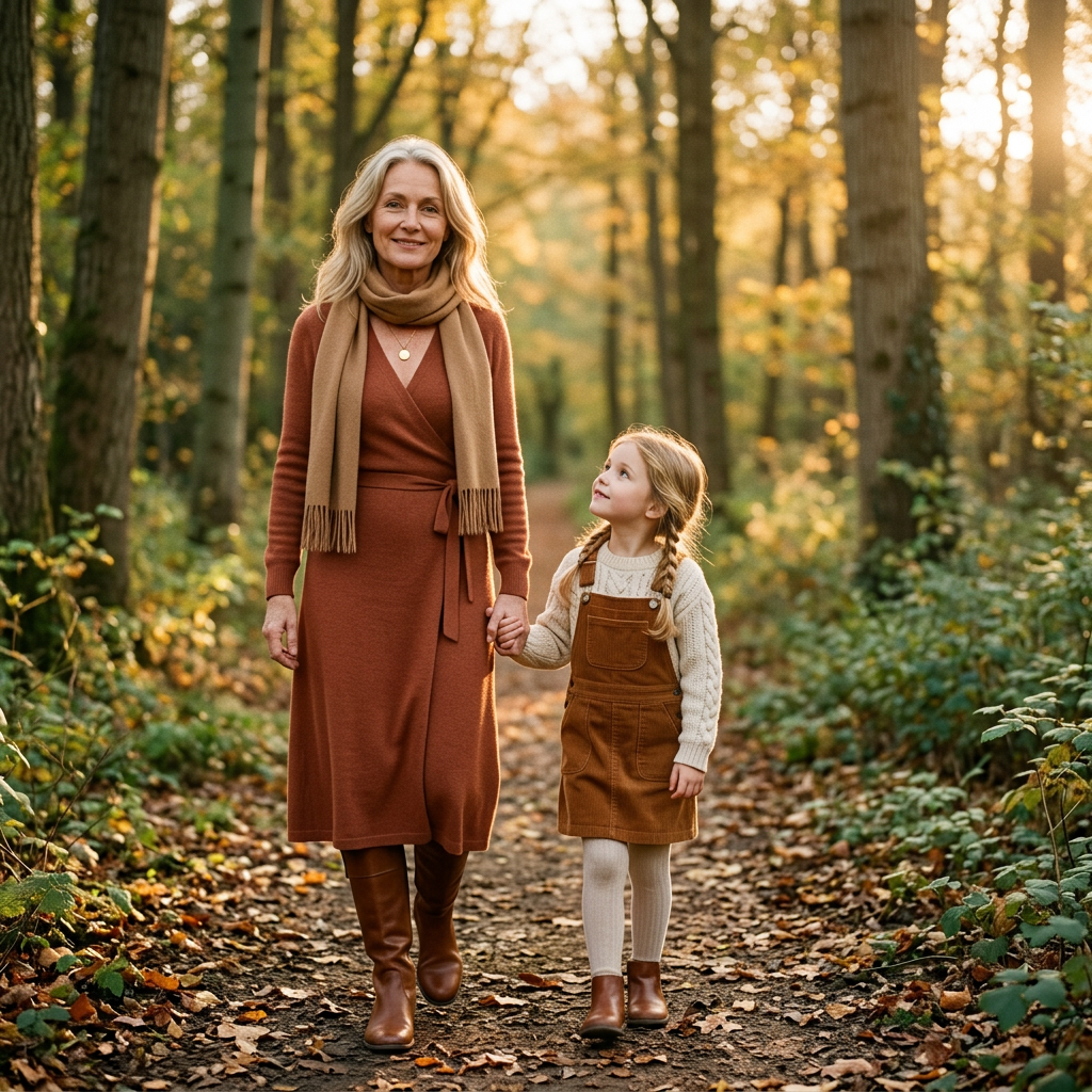 Hailey Brooklyn founder walking with daughter in forest