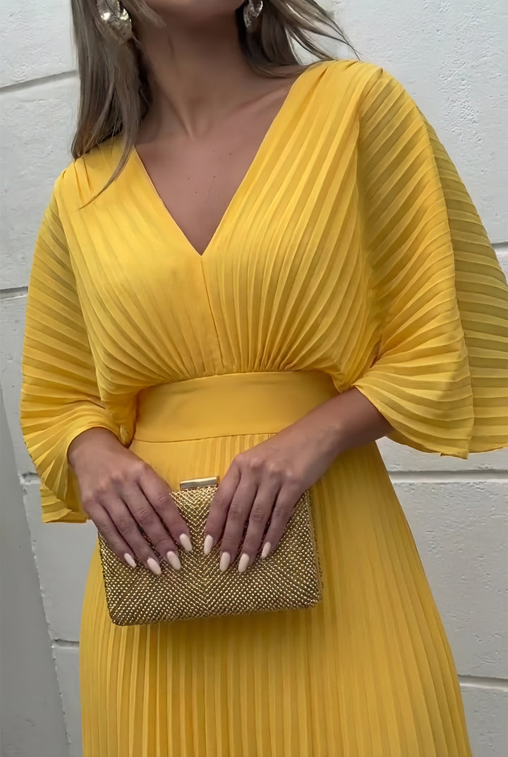 Stephanie | Elegant Pleated Maxi Dress