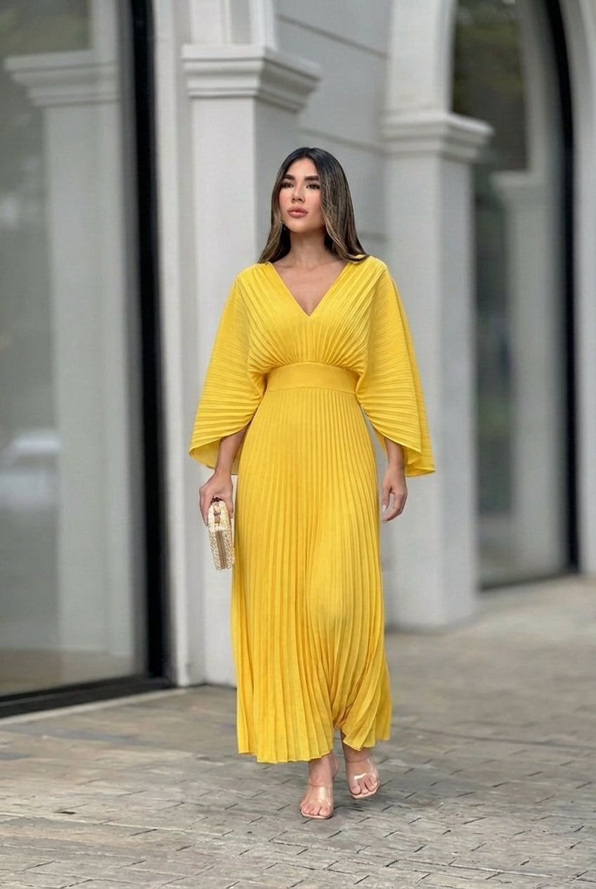 Stephanie | Elegant Pleated Maxi Dress