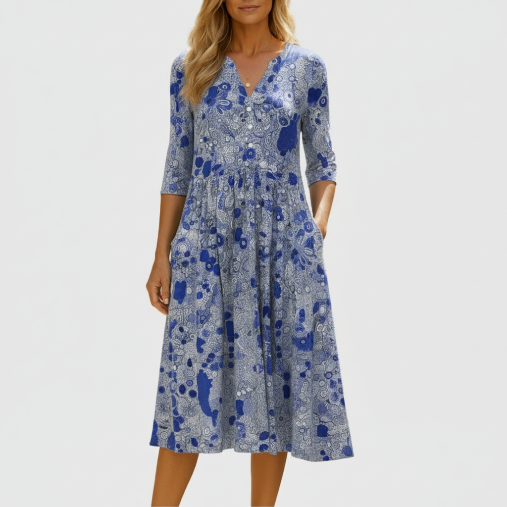 Harlow | Graceful V-Neck Midi Dress