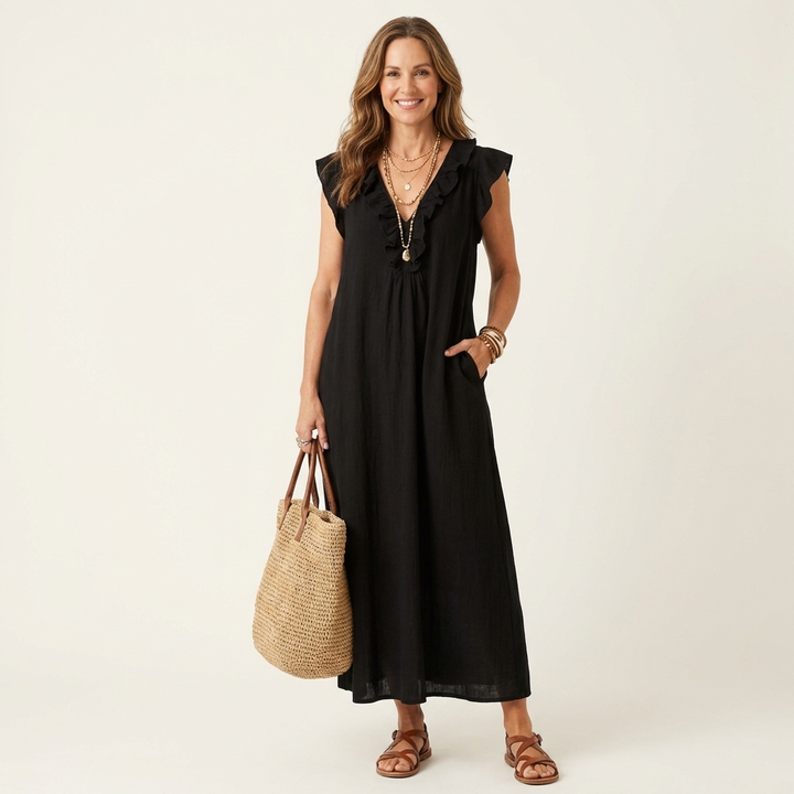 Cordelia linen maxi dress - Black