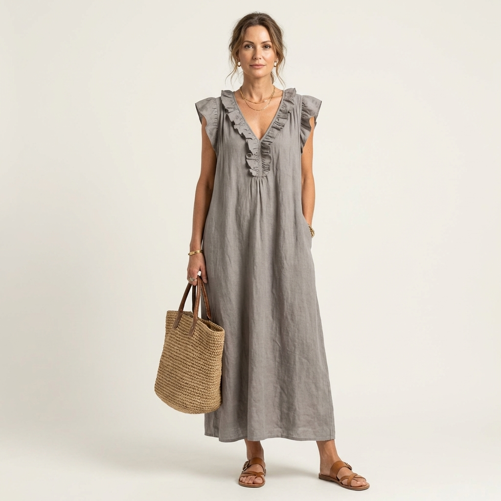 Cordelia linen maxi dress - Gray